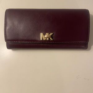 Michael Kors Burgundy Wallet with Gold Logo